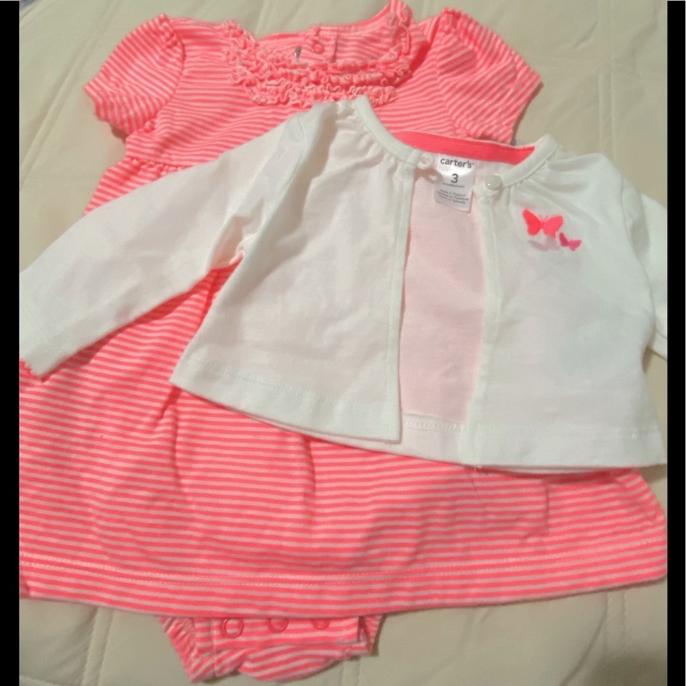 NWT- Carter’s- Baby Girl Dress w/Cardigan- 3 mo.